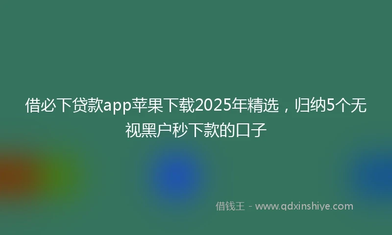 借必下贷款app苹果下载2025年精选，归纳5个无视黑户秒下款的口子