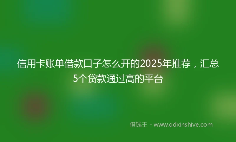 信用卡账单借款口子怎么开的2025年推荐，汇总5个贷款通过高的平台