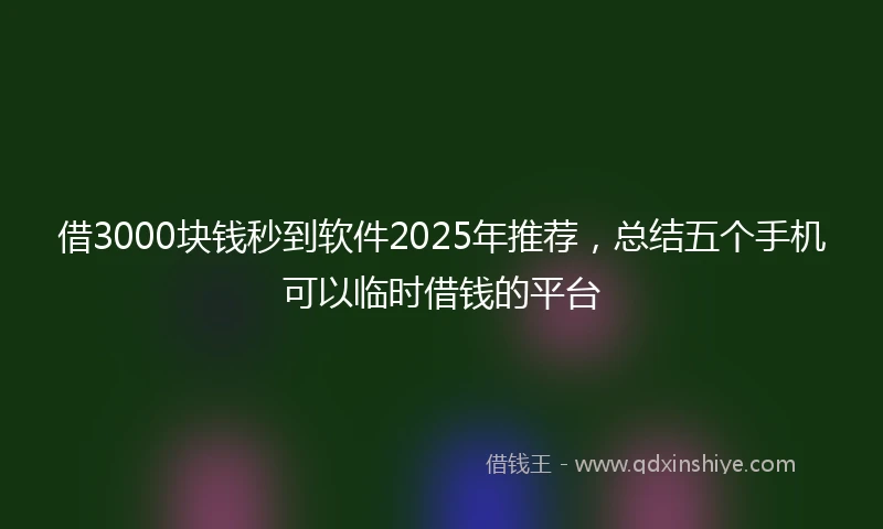 借3000块钱秒到软件2025年推荐，总结五个手机可以临时借钱的平台