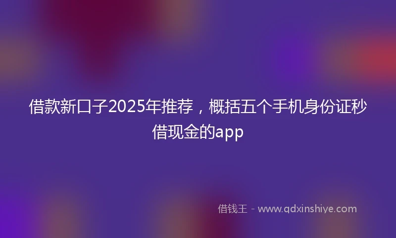 借款新口子2025年推荐，概括五个手机身份证秒借现金的app