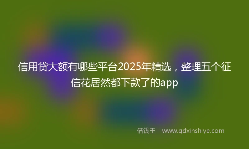 信用贷大额有哪些平台2025年精选，整理五个征信花居然都下款了的app