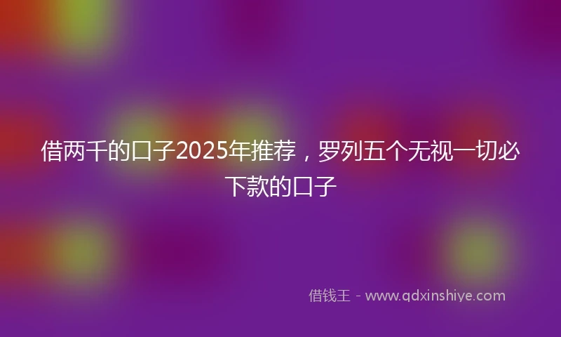 借两千的口子2025年推荐，罗列五个无视一切必下款的口子