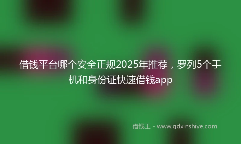 借钱平台哪个安全正规2025年推荐，罗列5个手机和身份证快速借钱app