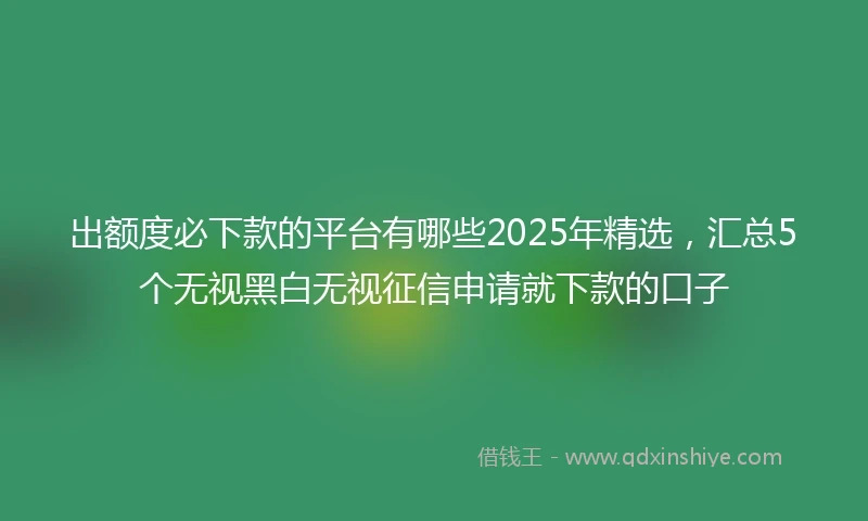 出额度必下款的平台有哪些2025年精选，汇总5个无视黑白无视征信申请就下款的口子