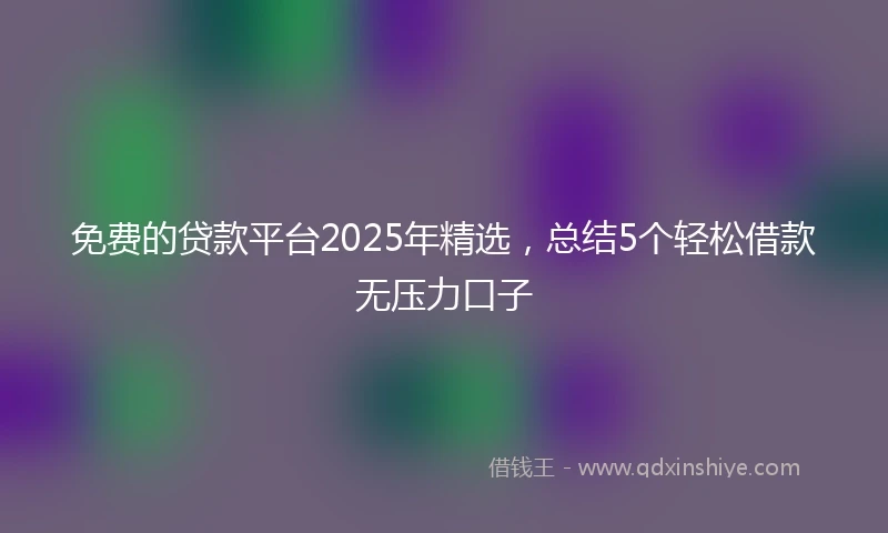 免费的贷款平台2025年精选，总结5个轻松借款无压力口子