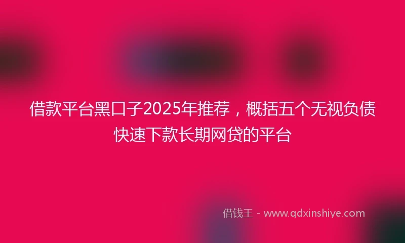 借款平台黑口子2025年推荐，概括五个无视负债快速下款长期网贷的平台