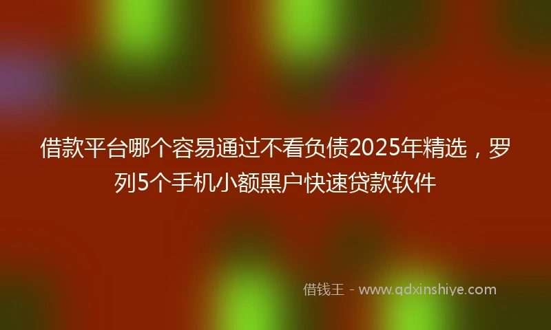 借款平台哪个容易通过不看负债2025年精选，罗列5个手机小额黑户快速贷款软件