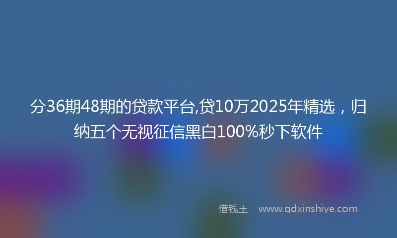 分36期48期的贷款平台,贷10万2025年精选，归纳五个无视征信黑白100%秒下软件