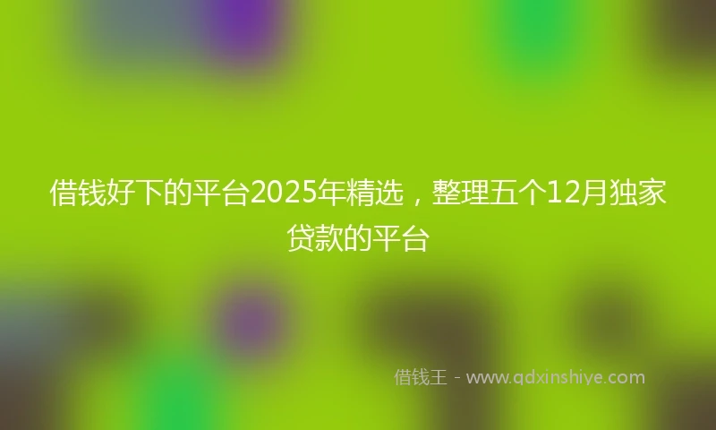 借钱好下的平台2025年精选，整理五个12月独家贷款的平台