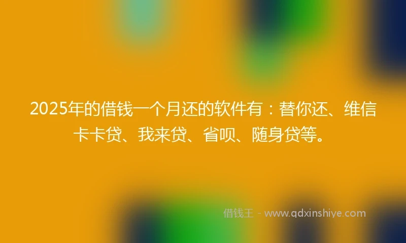 2025年的借钱一个月还的软件有：替你还、维信卡卡贷、我来贷、省呗、随身贷等。