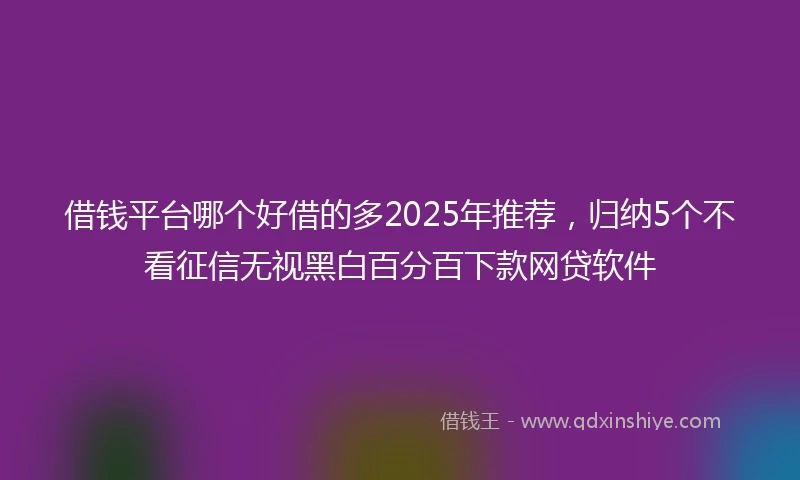 借钱平台哪个好借的多2025年推荐，归纳5个不看征信无视黑白百分百下款网贷软件