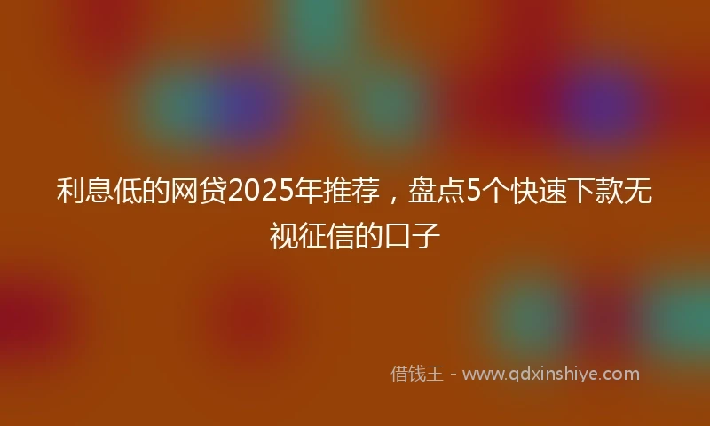 利息低的网贷2025年推荐，盘点5个快速下款无视征信的口子