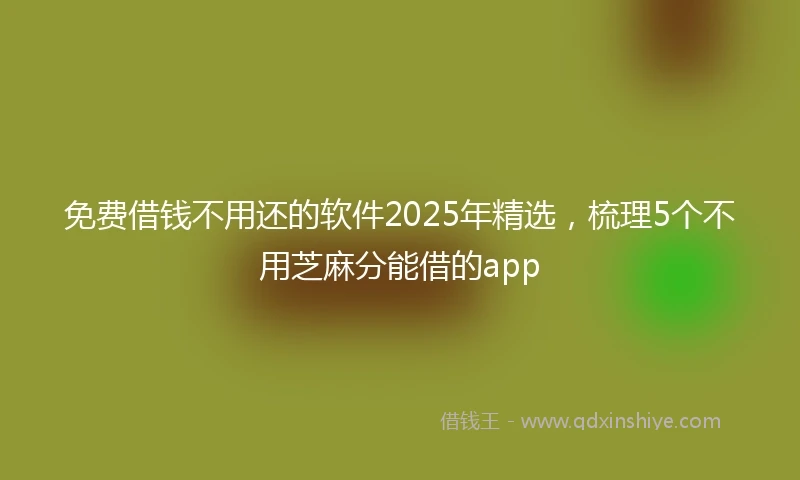 免费借钱不用还的软件2025年精选，梳理5个不用芝麻分能借的app