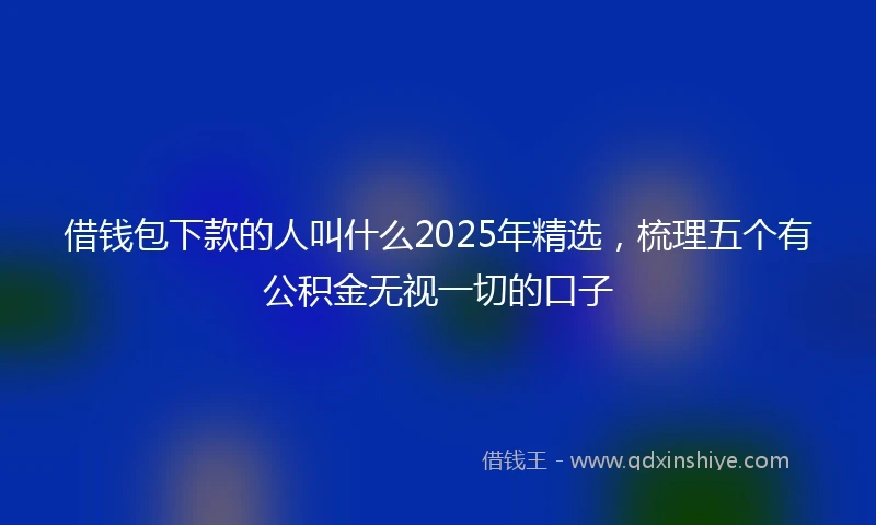 借钱包下款的人叫什么2025年精选，梳理五个有公积金无视一切的口子