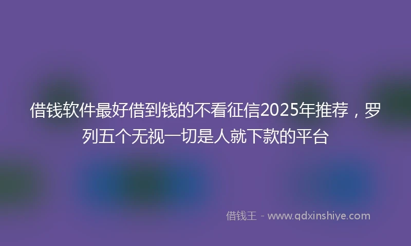 借钱软件最好借到钱的不看征信2025年推荐，罗列五个无视一切是人就下款的平台