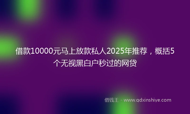 借款10000元马上放款私人2025年推荐，概括5个无视黑白户秒过的网贷