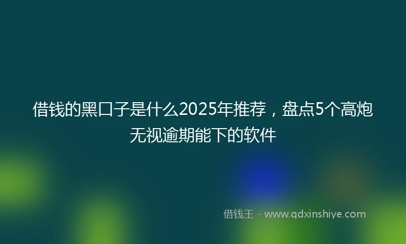 借钱的黑口子是什么2025年推荐，盘点5个高炮无视逾期能下的软件