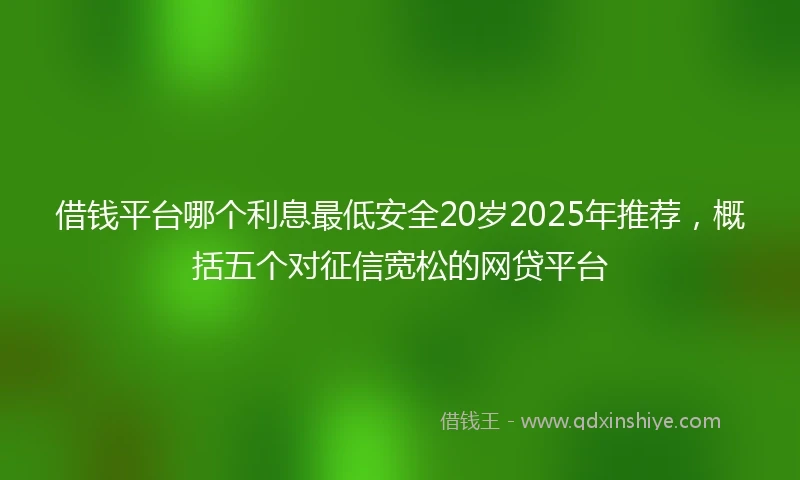 借钱平台哪个利息最低安全20岁2025年推荐，概括五个对征信宽松的网贷平台