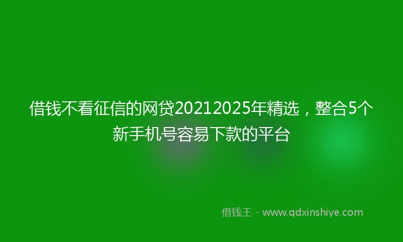 借钱不看征信的网贷20212025年精选，整合5个新手机号容易下款的平台