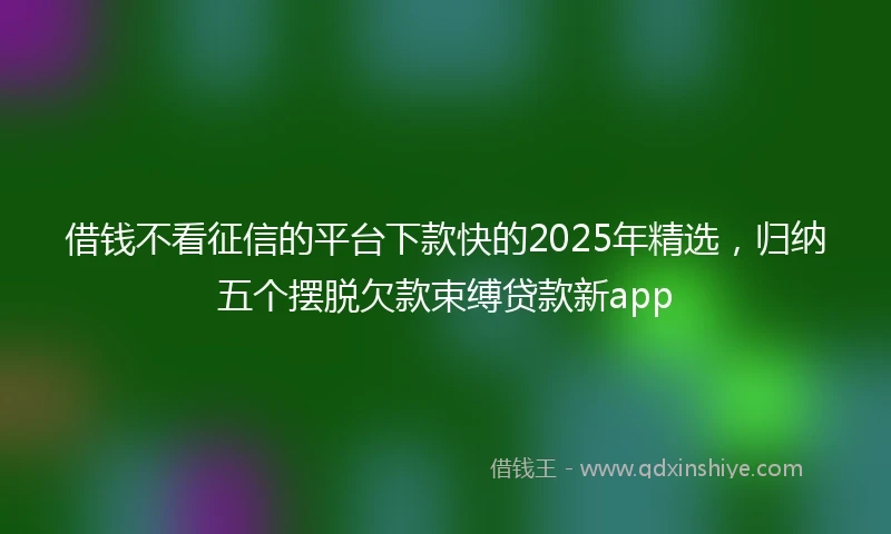 借钱不看征信的平台下款快的2025年精选，归纳五个摆脱欠款束缚贷款新app