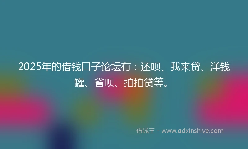 2025年的借钱口子论坛有：还呗、我来贷、洋钱罐、省呗、拍拍贷等。