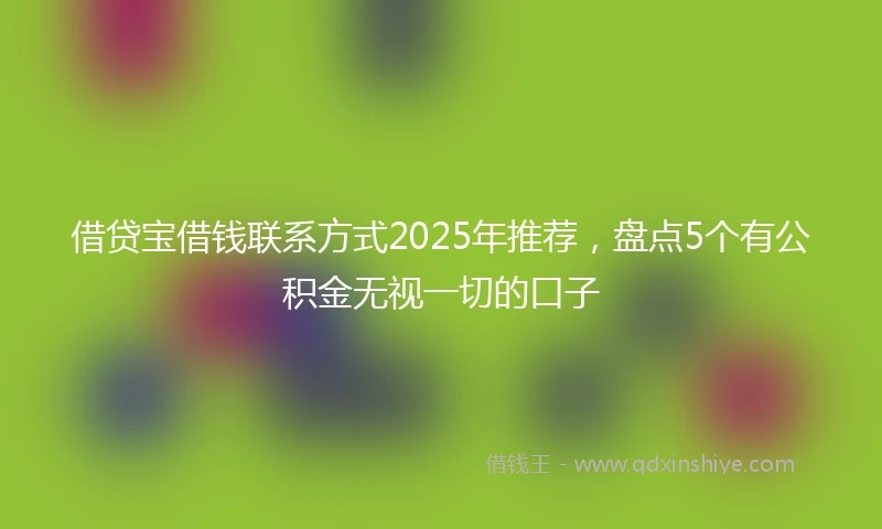 借贷宝借钱联系方式2025年推荐，盘点5个有公积金无视一切的口子