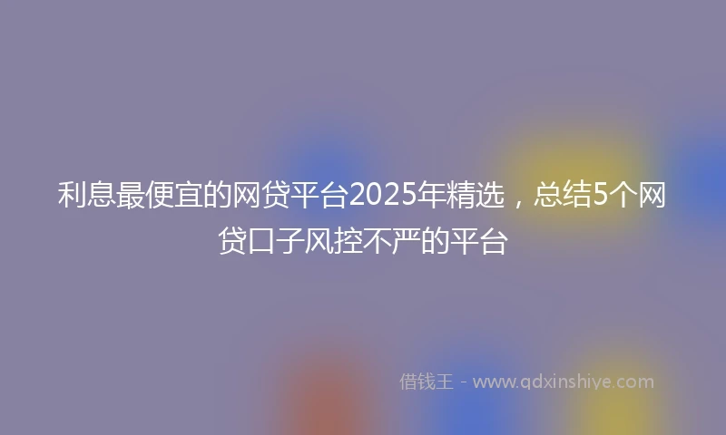 利息最便宜的网贷平台2025年精选，总结5个网贷口子风控不严的平台
