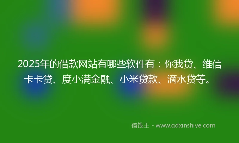 2025年的借款网站有哪些软件有：你我贷、维信卡卡贷、度小满金融、小米贷款、滴水贷等。