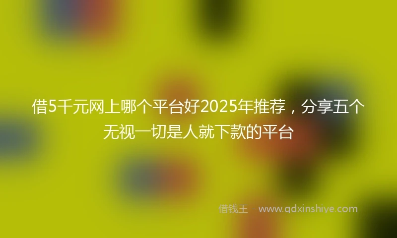 借5千元网上哪个平台好2025年推荐，分享五个无视一切是人就下款的平台
