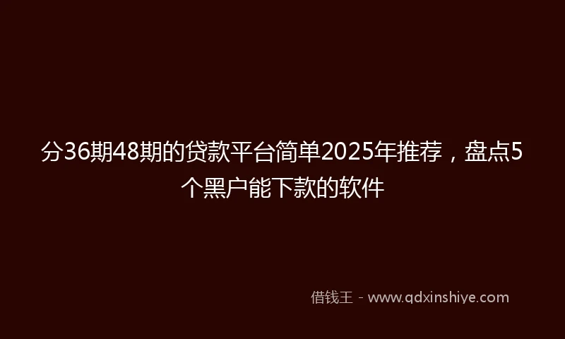 分36期48期的贷款平台简单2025年推荐，盘点5个黑户能下款的软件