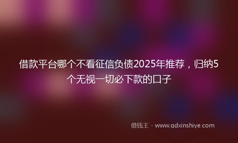 借款平台哪个不看征信负债2025年推荐，归纳5个无视一切必下款的口子