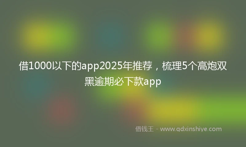 借1000以下的app2025年推荐，梳理5个高炮双黑逾期必下款app