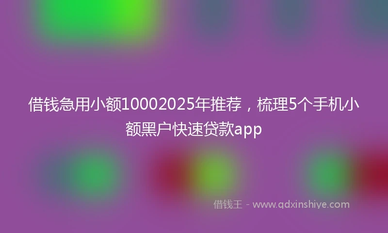 借钱急用小额10002025年推荐，梳理5个手机小额黑户快速贷款app