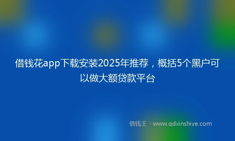 借钱花app下载安装2025年推荐，概括5个黑户可以做大额贷款平台