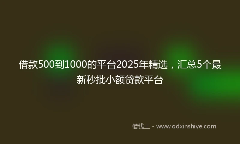 借款500到1000的平台2025年精选，汇总5个最新秒批小额贷款平台