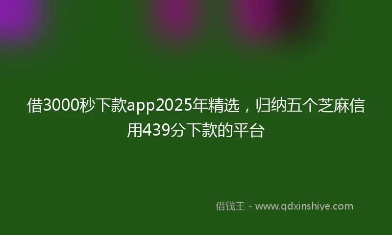 借3000秒下款app2025年精选，归纳五个芝麻信用439分下款的平台
