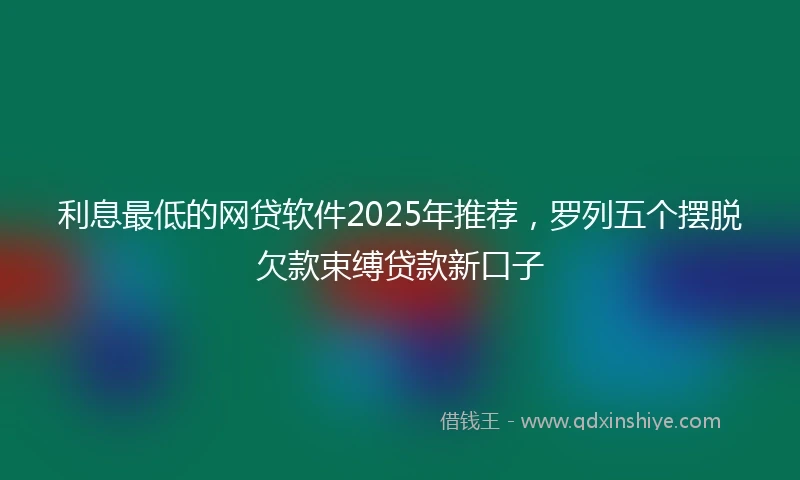 利息最低的网贷软件2025年推荐，罗列五个摆脱欠款束缚贷款新口子