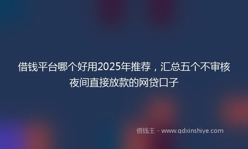 借钱平台哪个好用2025年推荐，汇总五个不审核夜间直接放款的网贷口子