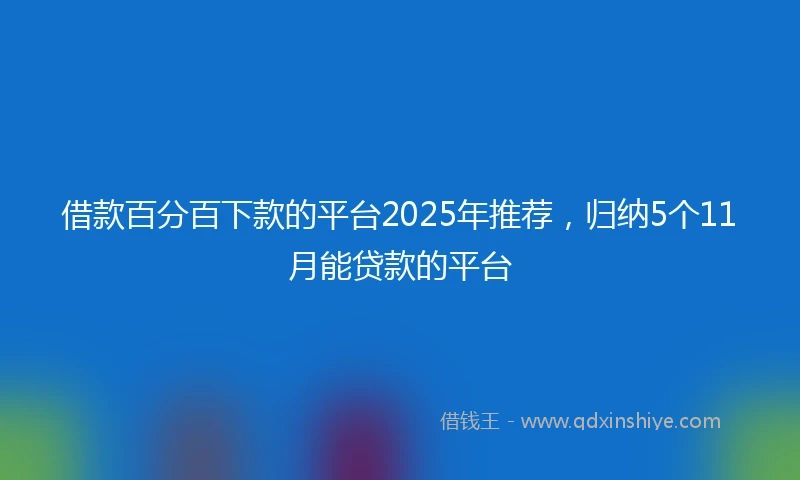 借款百分百下款的平台2025年推荐，归纳5个11月能贷款的平台