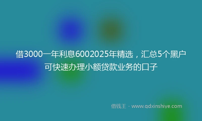借3000一年利息6002025年精选，汇总5个黑户可快速办理小额贷款业务的口子