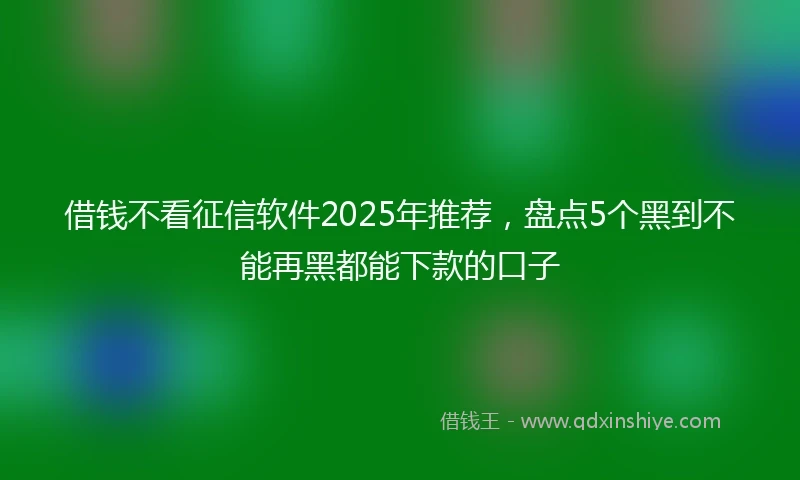 借钱不看征信软件2025年推荐，盘点5个黑到不能再黑都能下款的口子