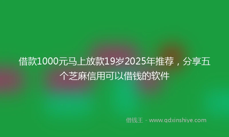 借款1000元马上放款19岁2025年推荐，分享五个芝麻信用可以借钱的软件