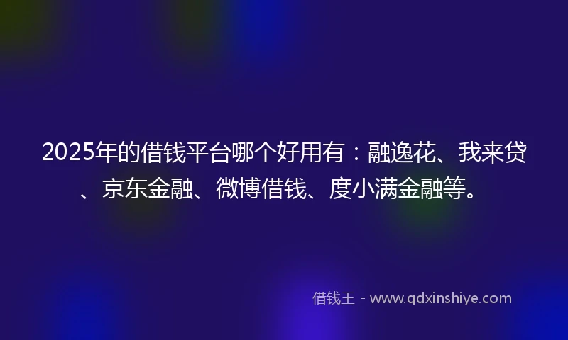 2025年的借钱平台哪个好用有：融逸花、我来贷、京东金融、微博借钱、度小满金融等。