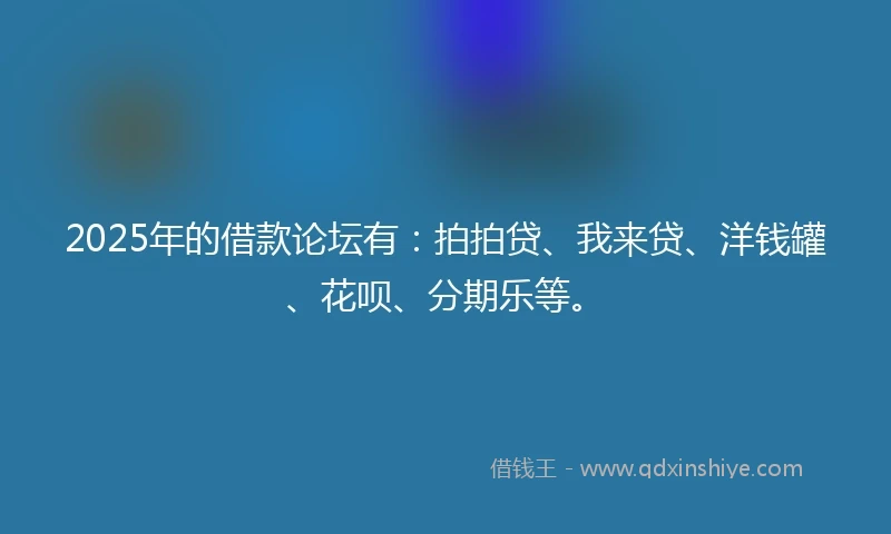 2025年的借款论坛有：拍拍贷、我来贷、洋钱罐、花呗、分期乐等。