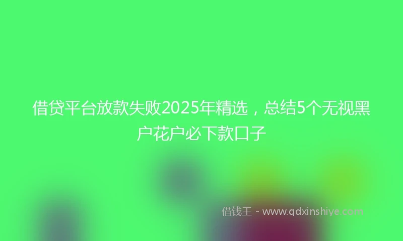借贷平台放款失败2025年精选，总结5个无视黑户花户必下款口子