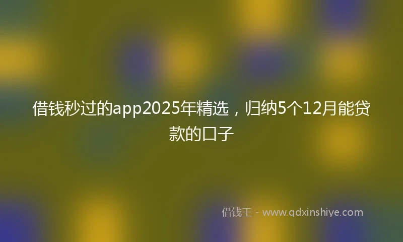 借钱秒过的app2025年精选，归纳5个12月能贷款的口子