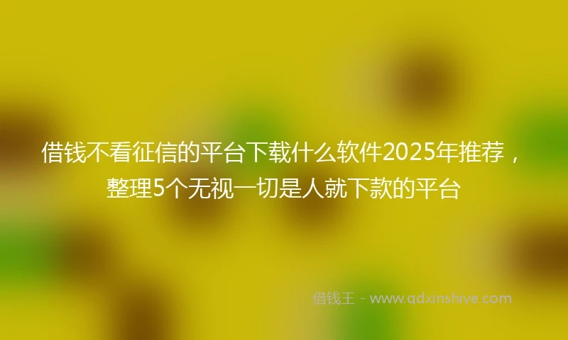 借钱不看征信的平台下载什么软件2025年推荐，整理5个无视一切是人就下款的平台