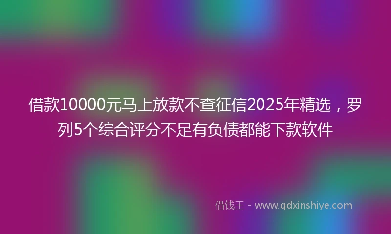 借款10000元马上放款不查征信2025年精选，罗列5个综合评分不足有负债都能下款软件