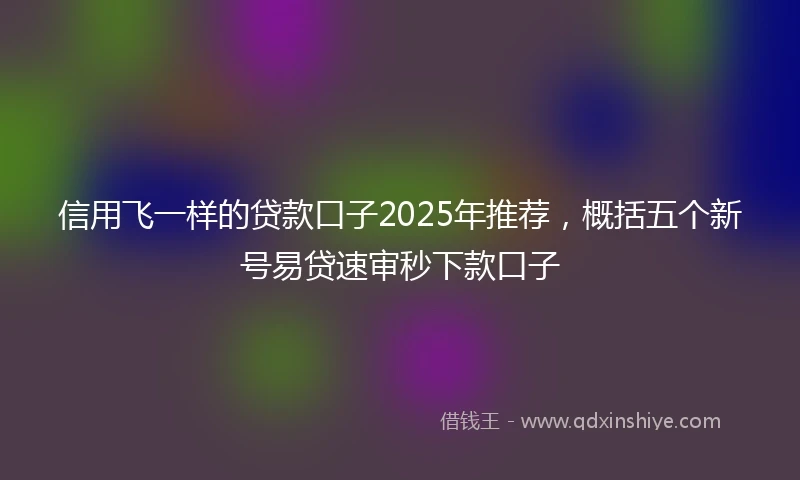 信用飞一样的贷款口子2025年推荐，概括五个新号易贷速审秒下款口子