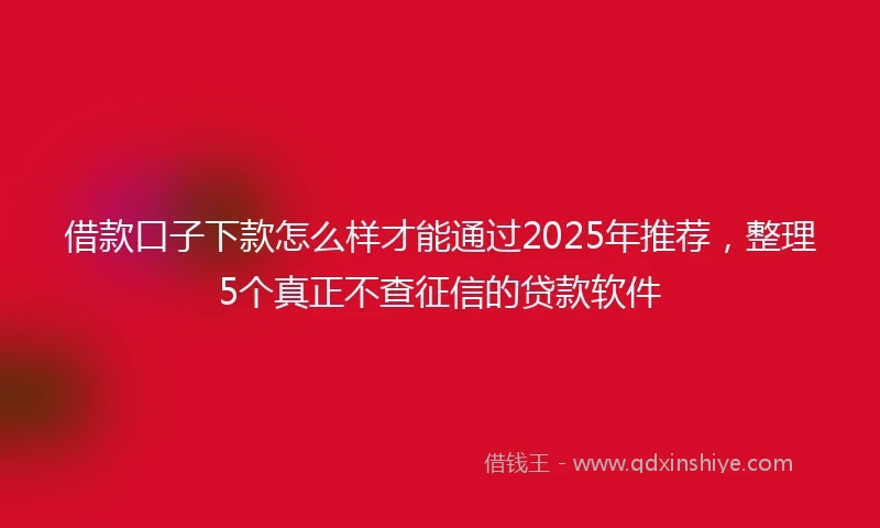 借款口子下款怎么样才能通过2025年推荐，整理5个真正不查征信的贷款软件